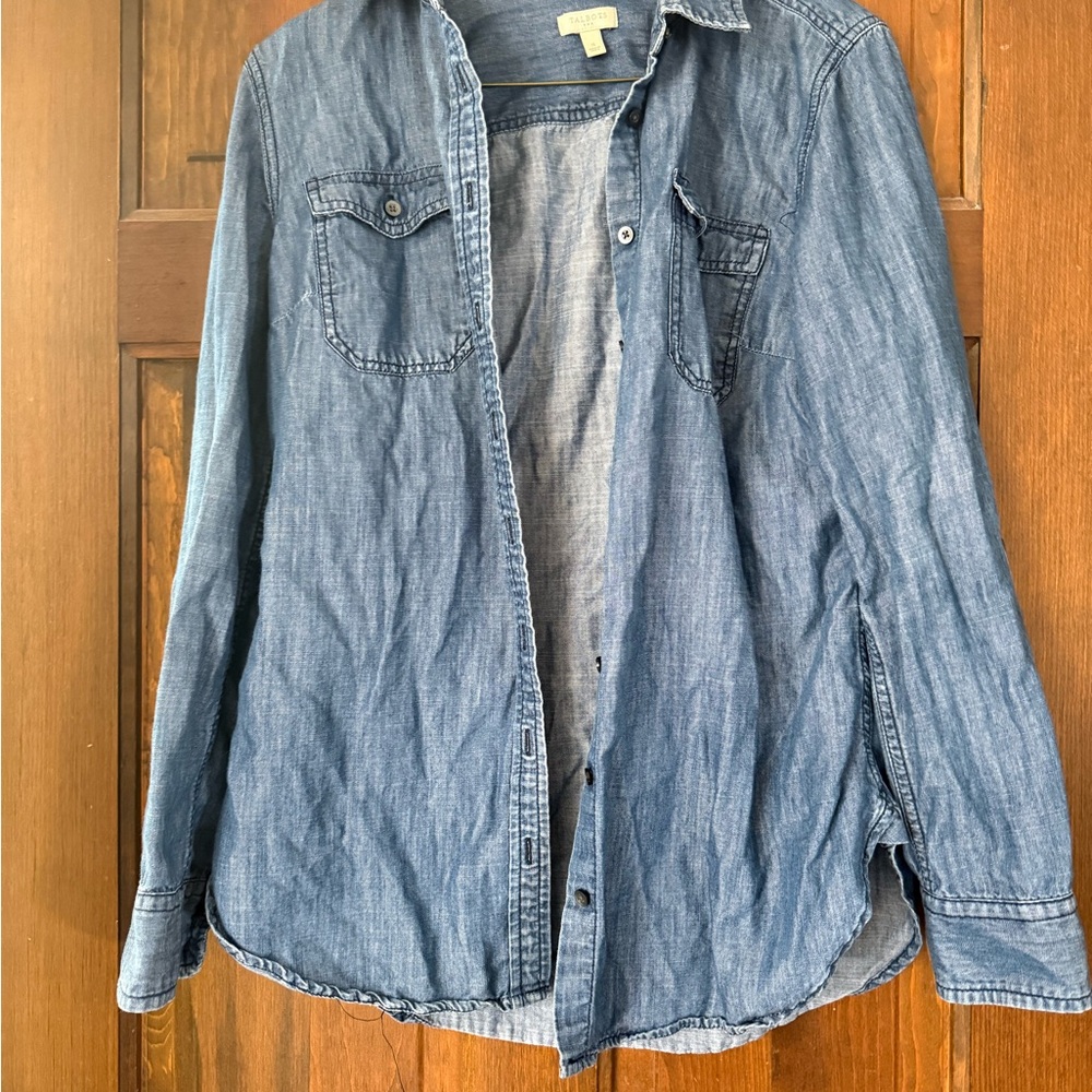 Talbots Chambray Button-Up Shirt - Denim Blue